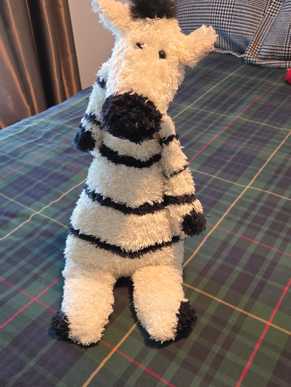 Rare Retired Jellycat Junglie Bunglie Black & White Striped Plush Zebra HTF